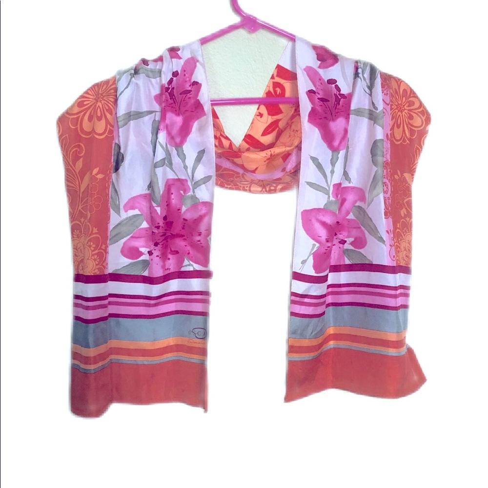 Oscar de la Renta Floral Silk Scarf
